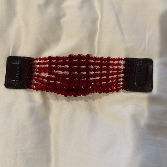 Millianna red beaded bracelet cuff. - Picture 2 of 3